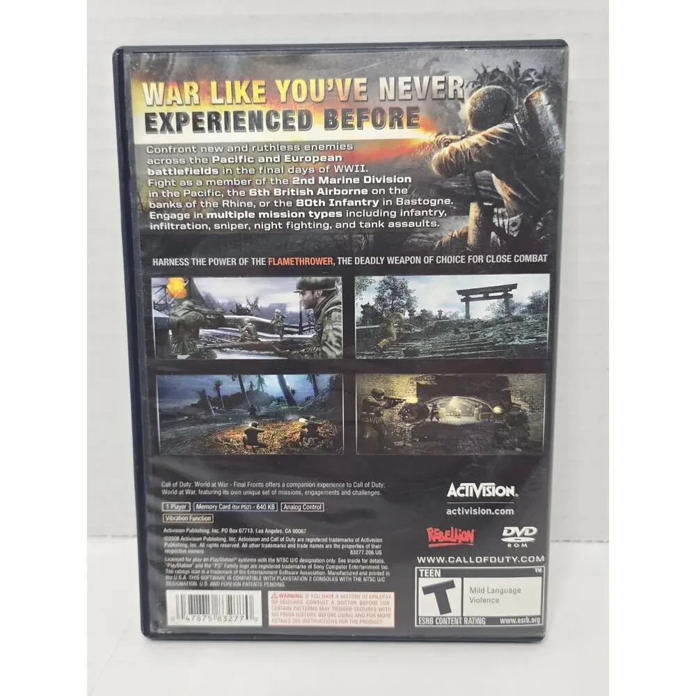 Call Of Duty World At War Final Fronts PS2 Black Label Complete In Box Tested